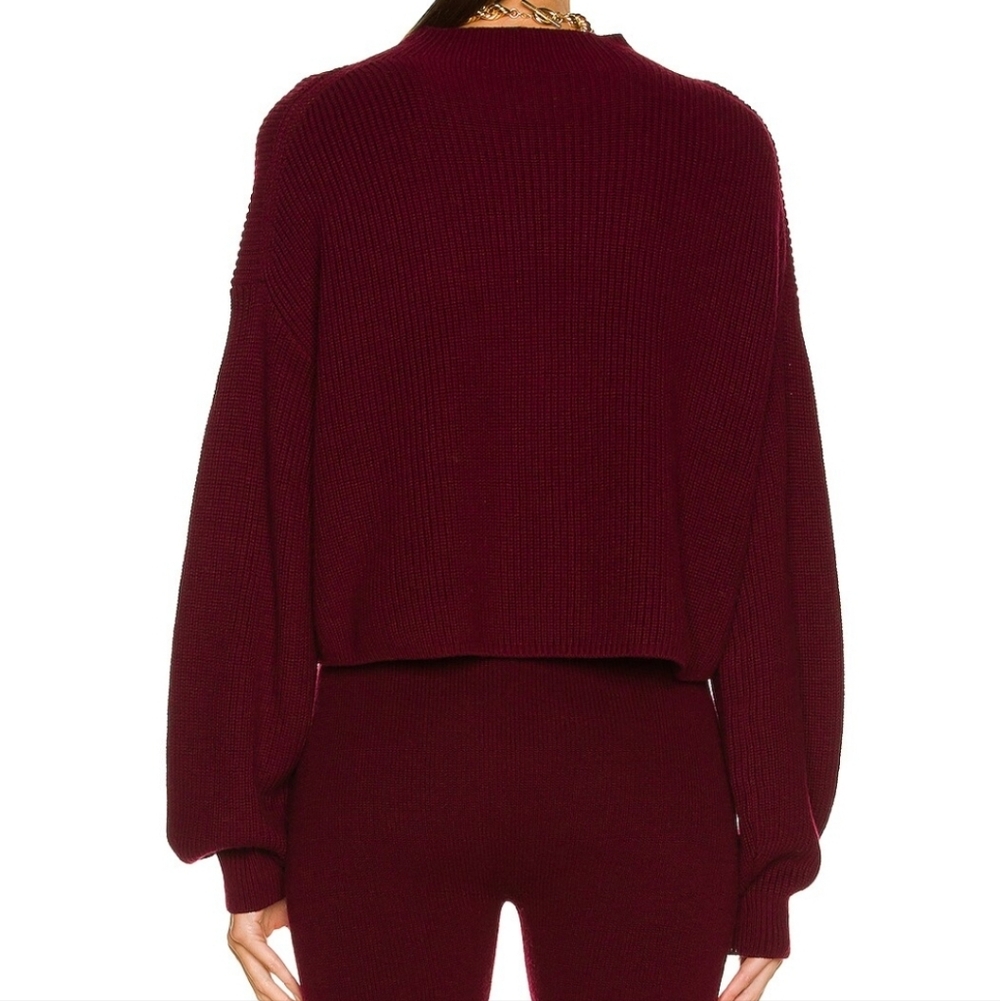 Le Ore Lodi Pointelle Knit Pullover Ruby Red Swea… - image 3